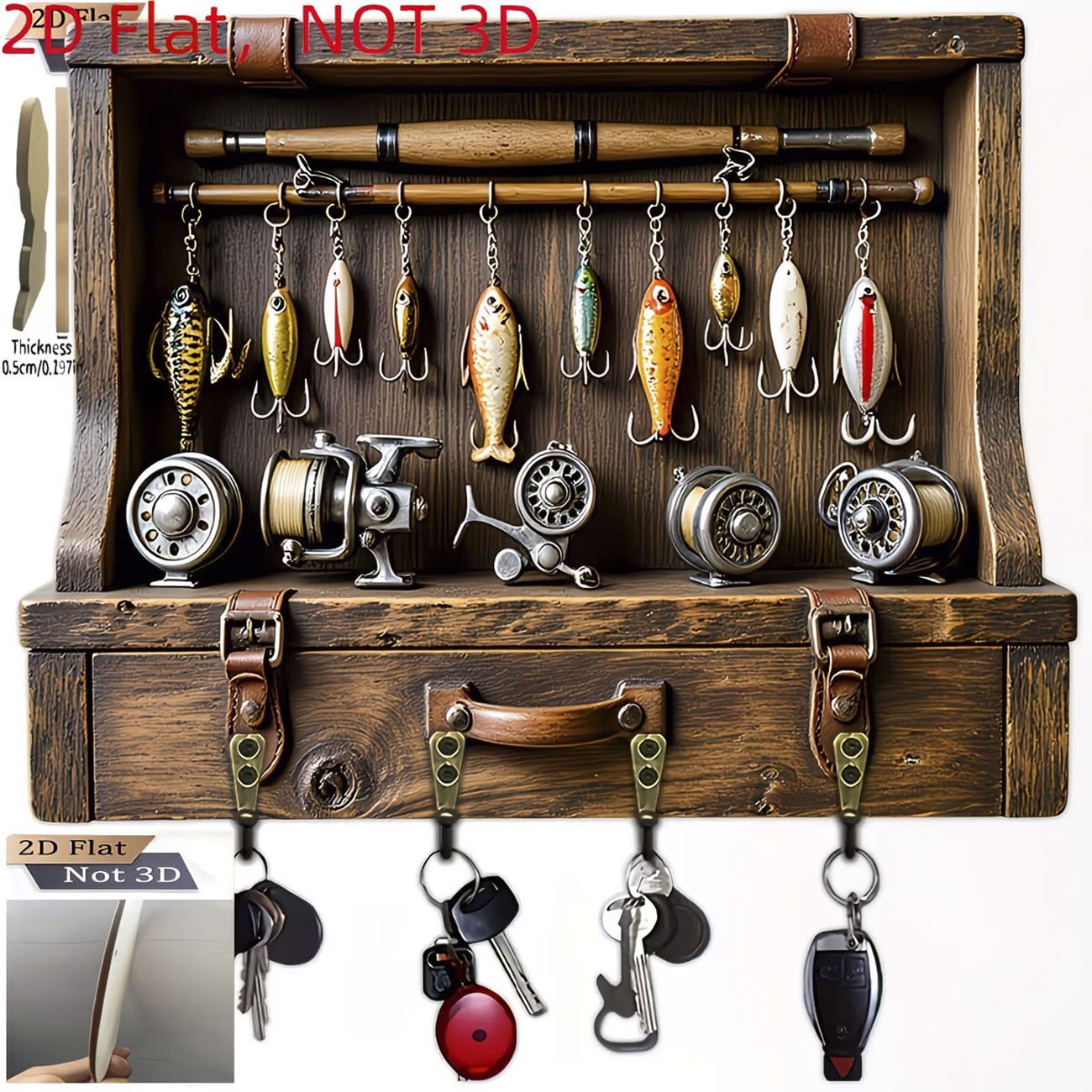 Fishing Line Spooler - Vintage Fishing Lure Key Hanger, 2D