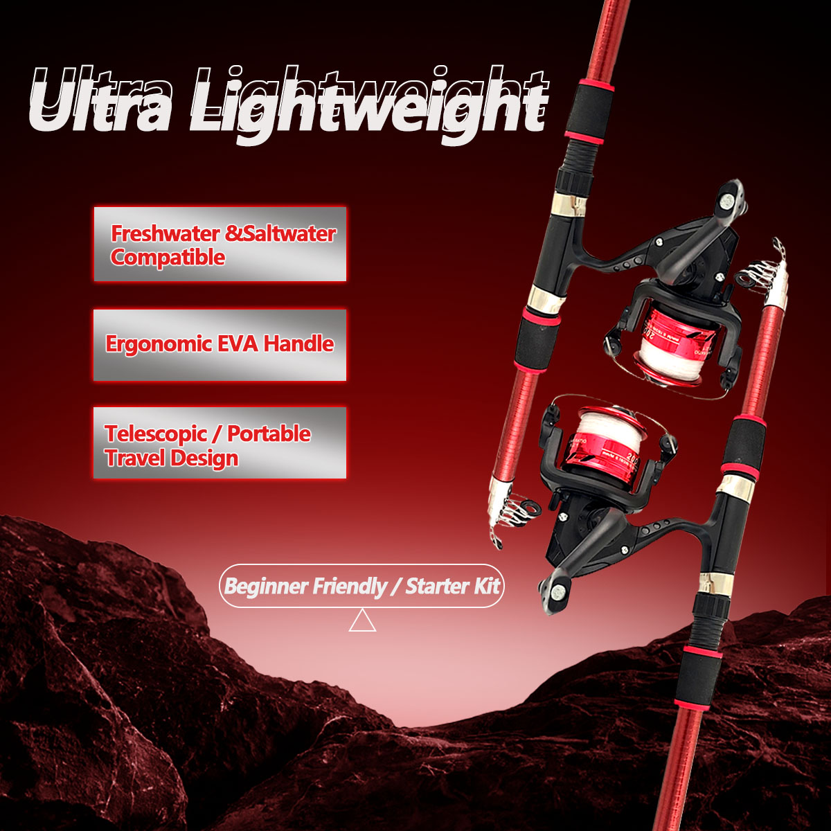 Saltwater Line - Spinning Fishing Rod and Reel Combo1.8M