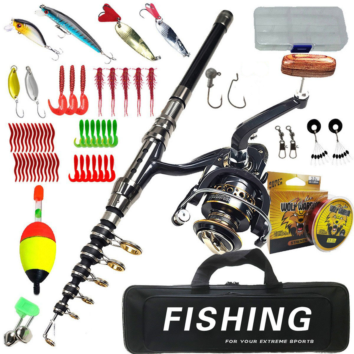 Saltwater Line - 1.8m-3m Fishing Rod Set Long Casting